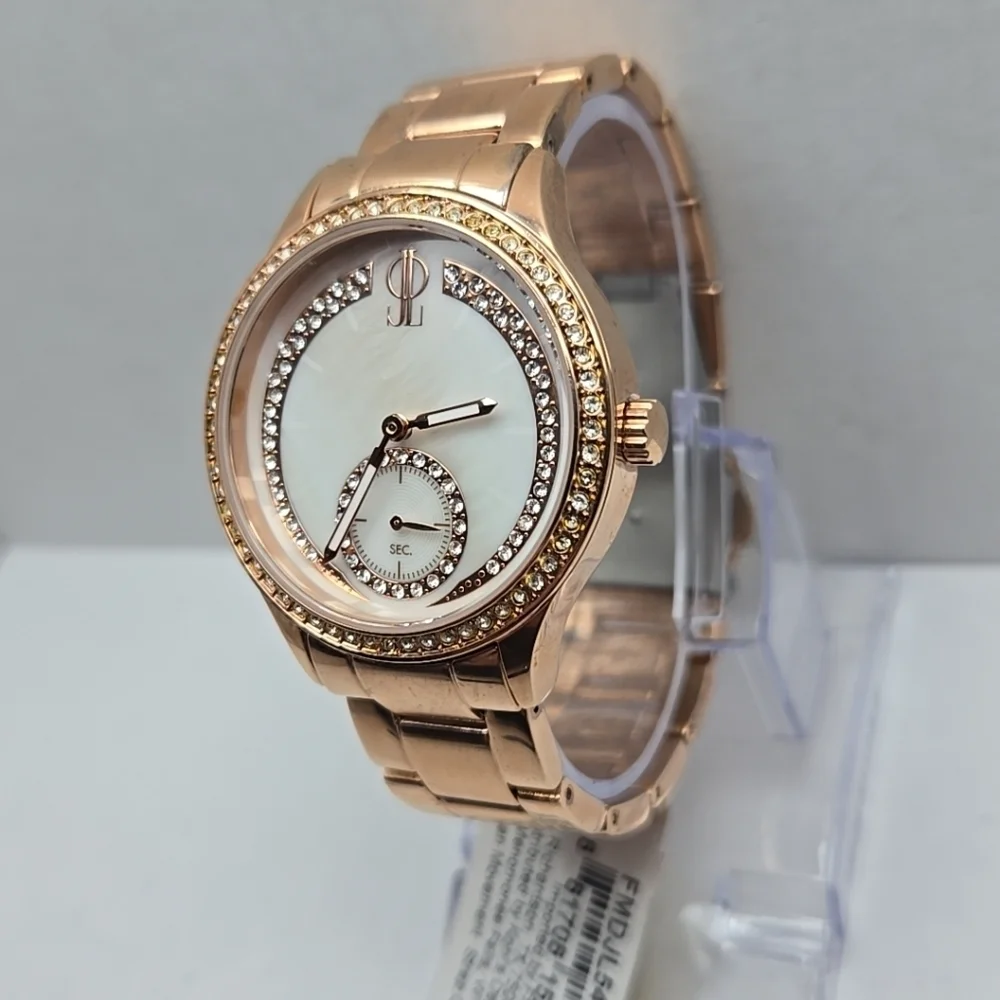 Womens Jennifer Lopez Rose Gold Crystal Watch Rhinestones FMDJL549 New Battery